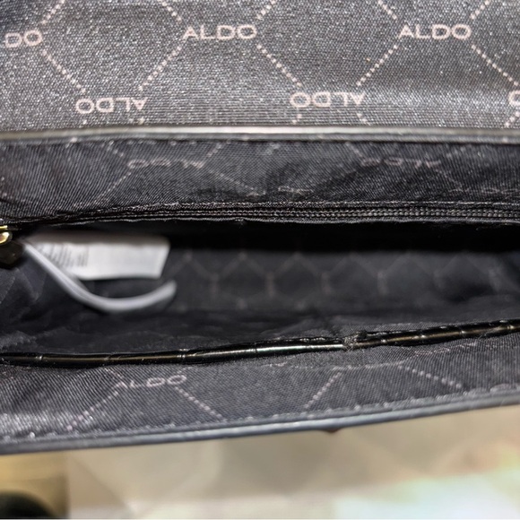 ALDO Black Croc-Embossed Structured Handbag Crossbody Minimalist Bag - Picture 5 of 9